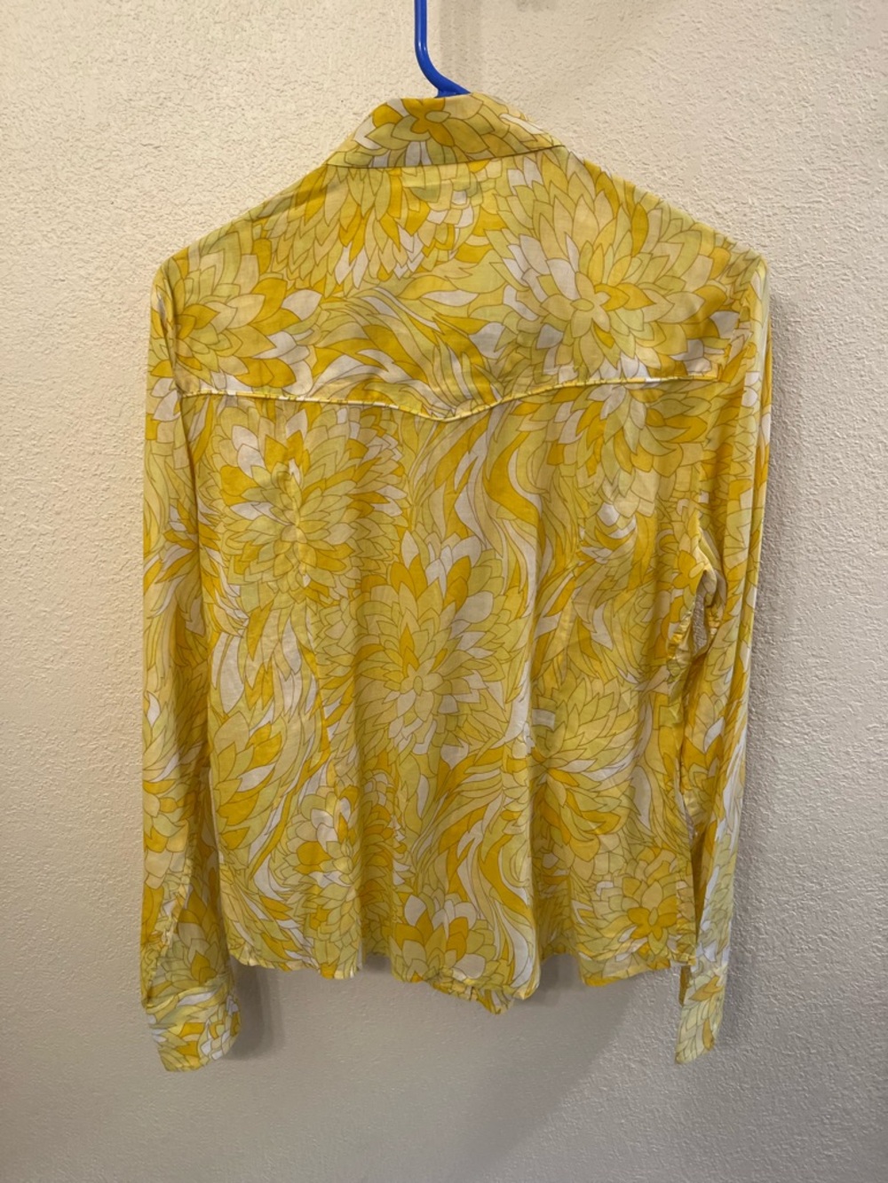 Banana Republic Yellow White Floral Collared Blouse (Size Large) - Picture 2 of 4